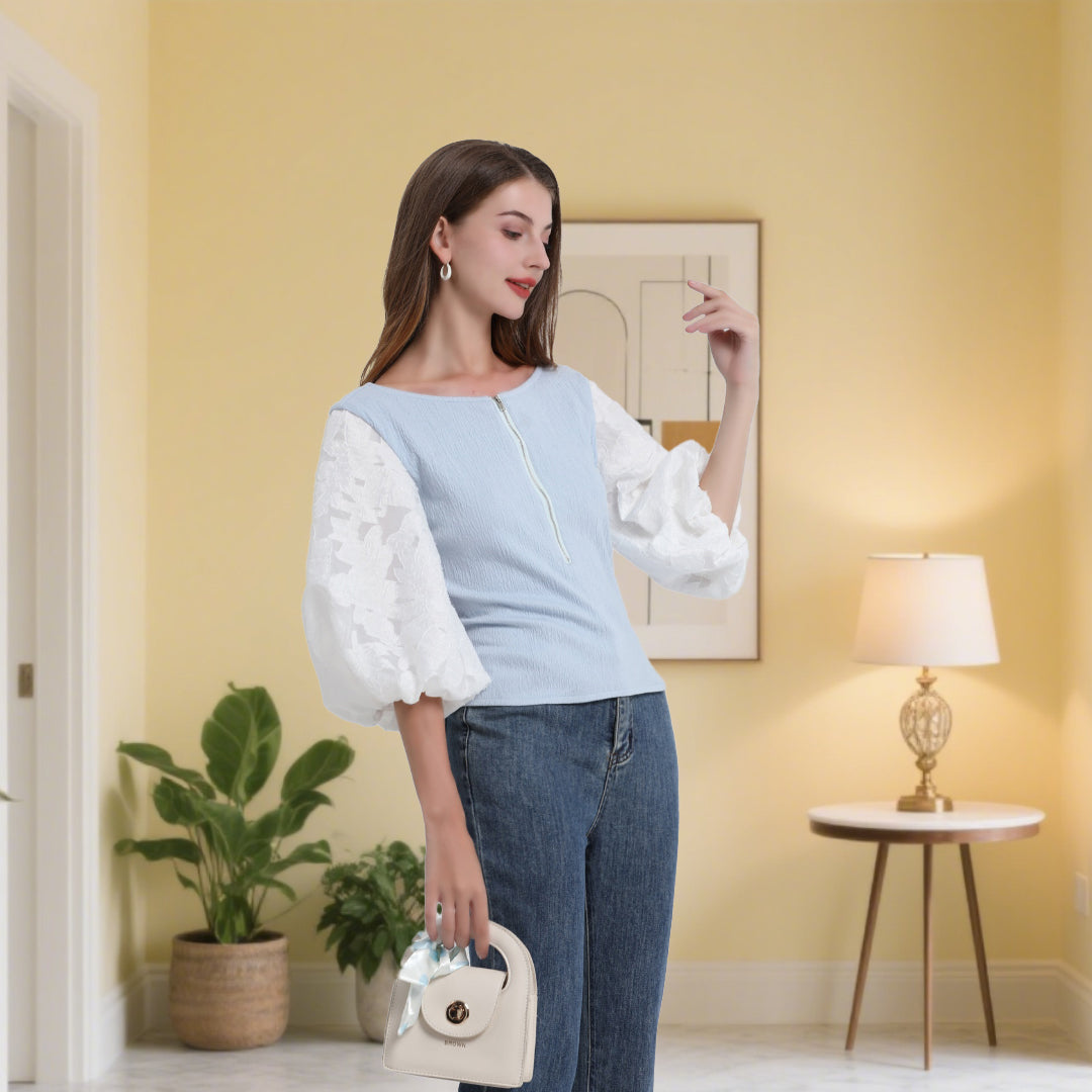 Deenadourdour® Pofmouwen blouse vrouwen mouwtop