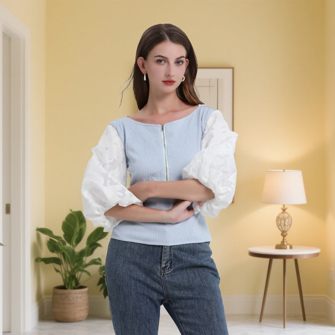 Deenadourdour® Pofmouwen blouse vrouwen mouwtop
