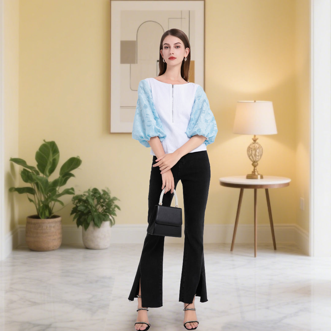 Deenadourdour® Pofmouwen blouse vrouwen mouwtop