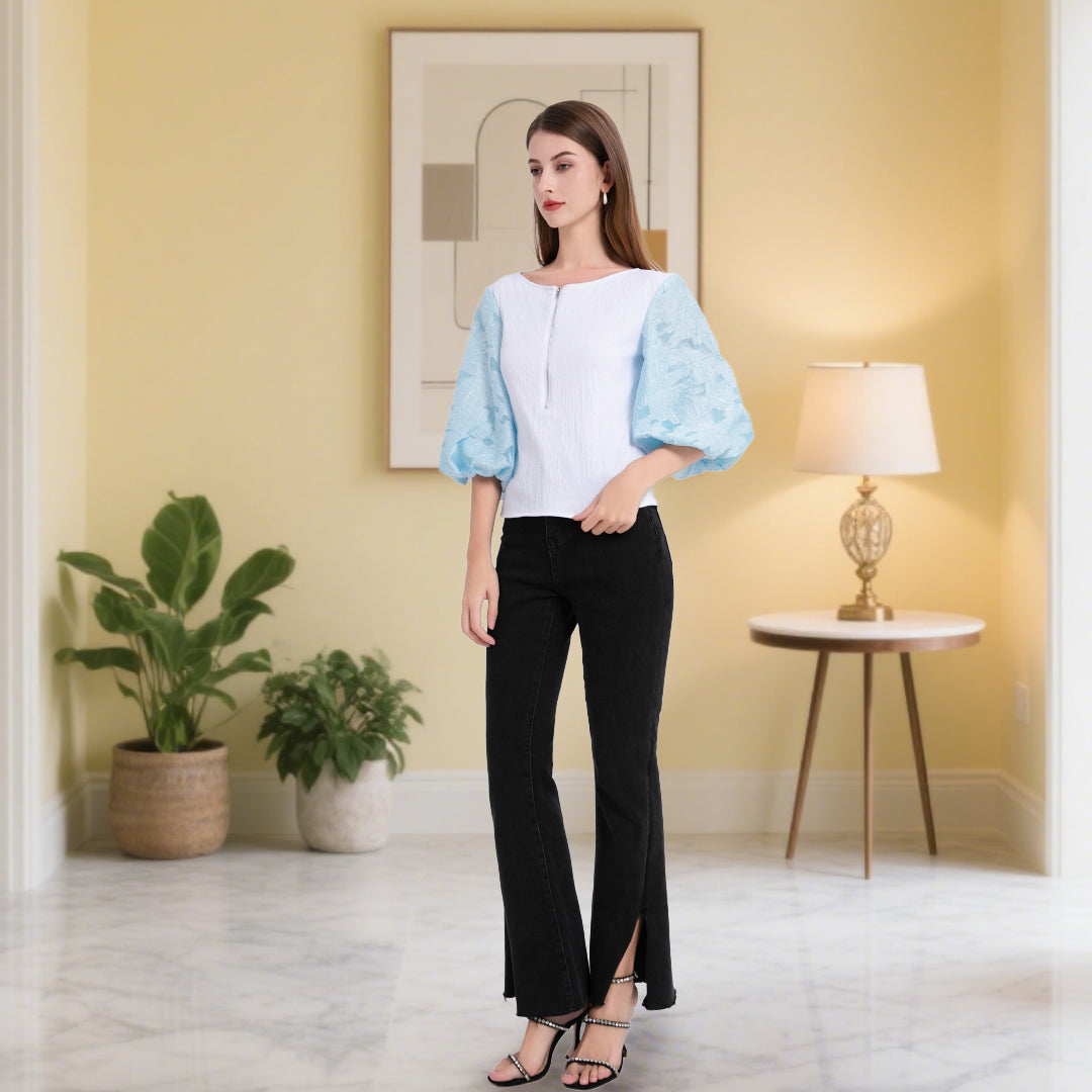 Deenadourdour® Pofmouwen blouse vrouwen mouwtop