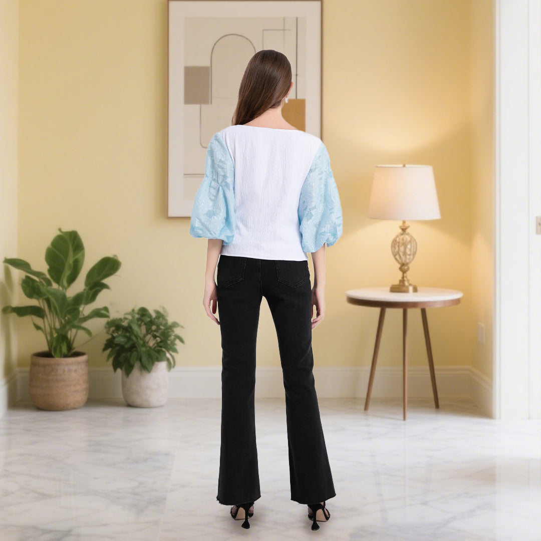 Deenadourdour® Pofmouwen blouse vrouwen mouwtop