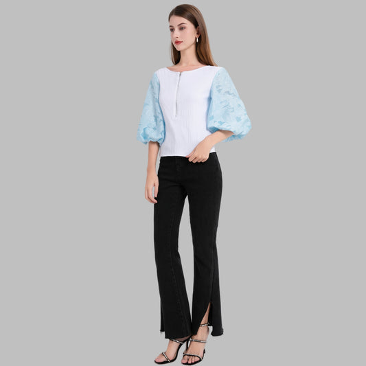 Deenadourdour® Pofmouwen blouse vrouwen mouwtop
