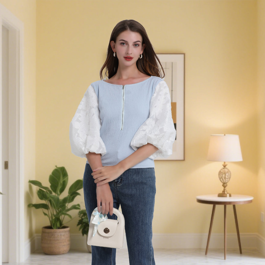 Deenadourdour® Pofmouwen blouse vrouwen mouwtop