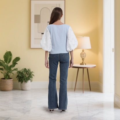Deenadourdour® Pofmouwen blouse vrouwen mouwtop
