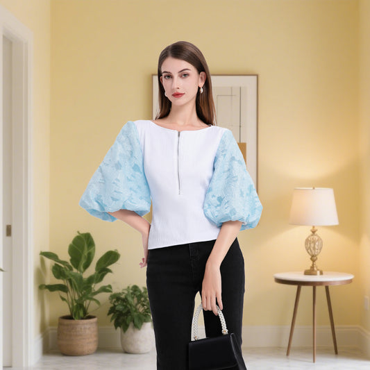Deenadourdour® Pofmouwen blouse vrouwen mouwtop