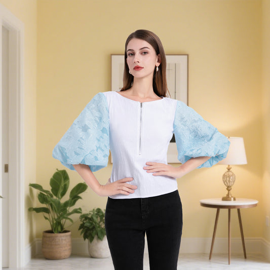 Deenadourdour® Pofmouwen blouse vrouwen mouwtop