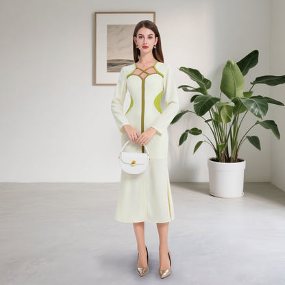 Deenadourdour®  Morandi-contrastkleuren Bodycon jurk Getailleerde Visstaartjurk