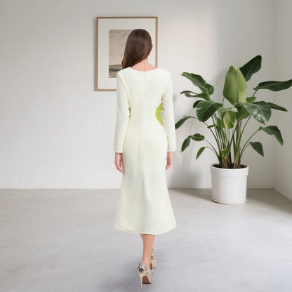 Deenadourdour®  Morandi-contrastkleuren Bodycon jurk Getailleerde Visstaartjurk
