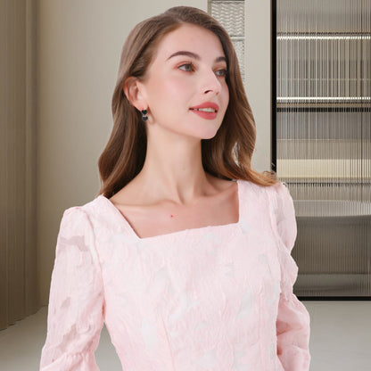 Deenadourdour® Vierkante halslijn Hartknopen Jacquard Crop top met